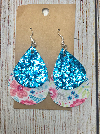 Pink & Blue Floral Teardrops