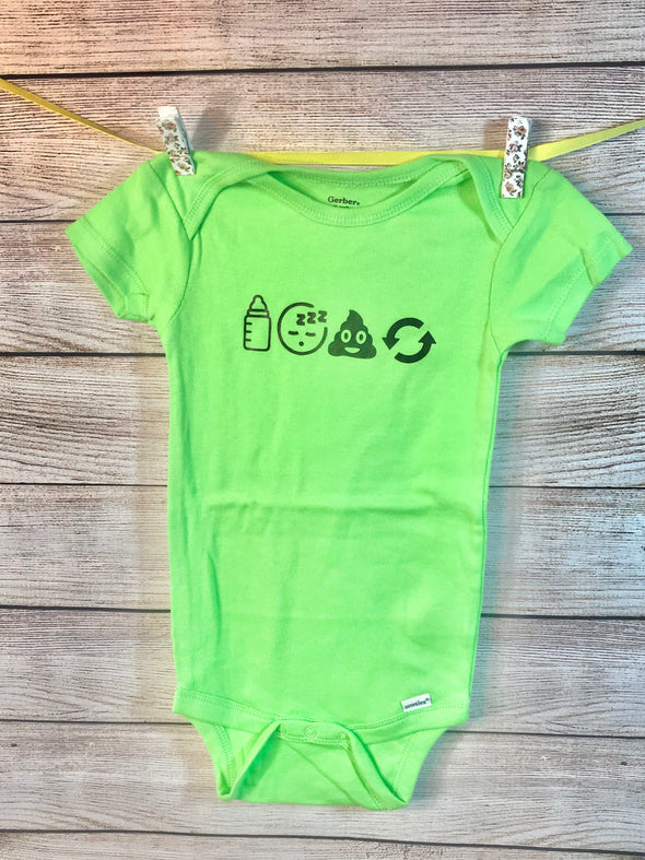 Green Baby's Daily Routine Onesie