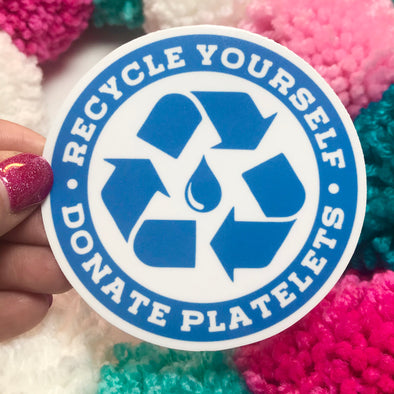 Recycle Yourself Blue Circle Sticker